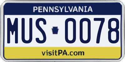 PA license plate MUS0078