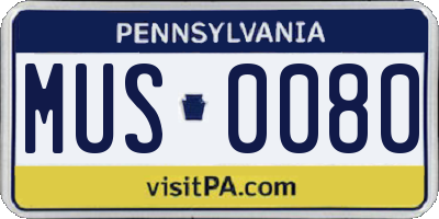 PA license plate MUS0080