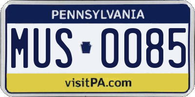 PA license plate MUS0085