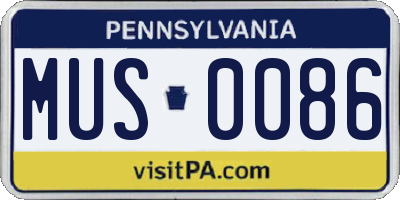 PA license plate MUS0086