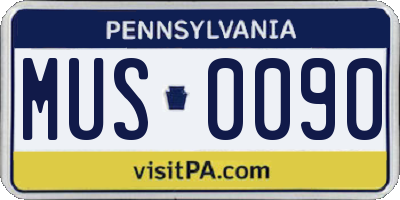 PA license plate MUS0090