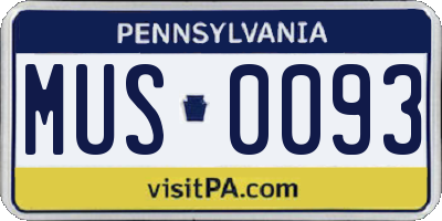 PA license plate MUS0093