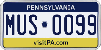 PA license plate MUS0099