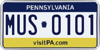 PA license plate MUS0101