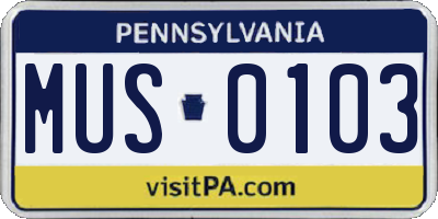 PA license plate MUS0103