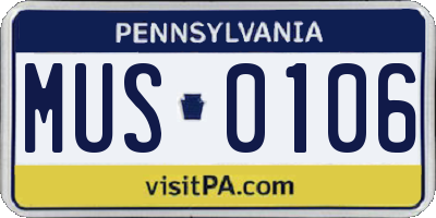 PA license plate MUS0106