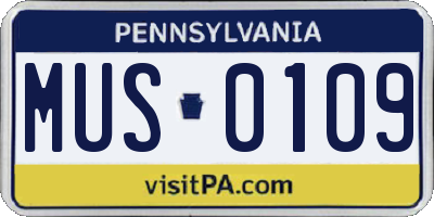PA license plate MUS0109