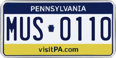 PA license plate MUS0110