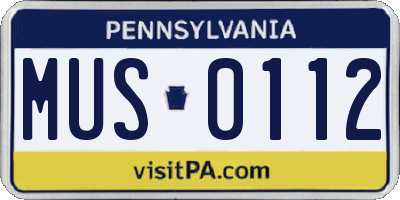 PA license plate MUS0112