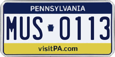 PA license plate MUS0113