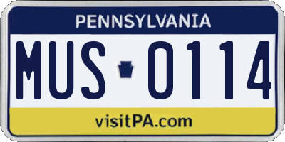 PA license plate MUS0114