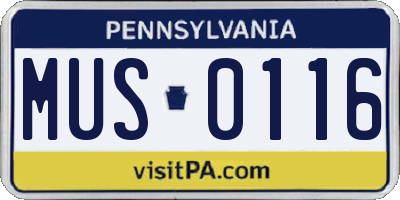 PA license plate MUS0116