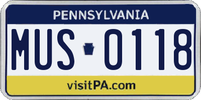 PA license plate MUS0118