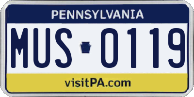 PA license plate MUS0119