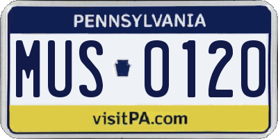 PA license plate MUS0120
