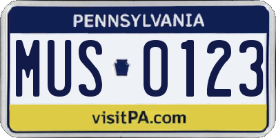 PA license plate MUS0123