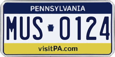 PA license plate MUS0124