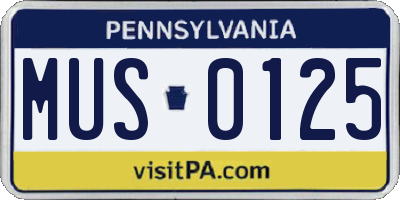 PA license plate MUS0125