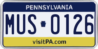 PA license plate MUS0126