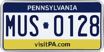 PA license plate MUS0128