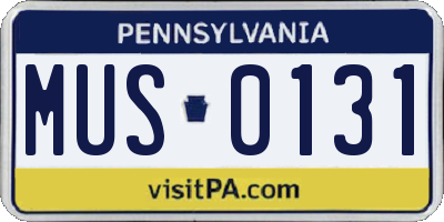 PA license plate MUS0131
