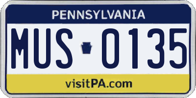 PA license plate MUS0135