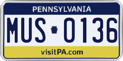 PA license plate MUS0136