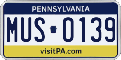 PA license plate MUS0139
