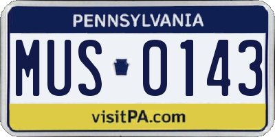 PA license plate MUS0143