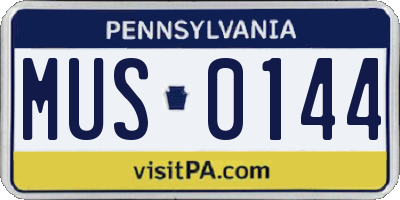 PA license plate MUS0144