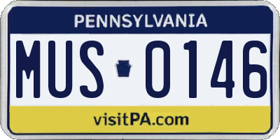 PA license plate MUS0146