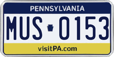 PA license plate MUS0153