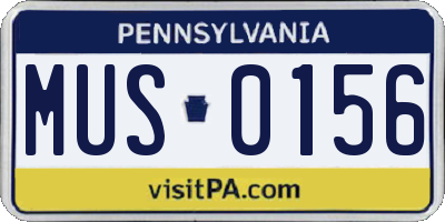 PA license plate MUS0156