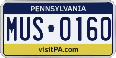 PA license plate MUS0160