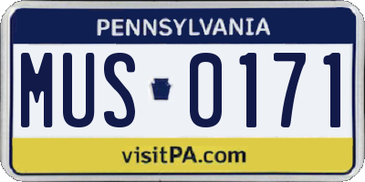 PA license plate MUS0171
