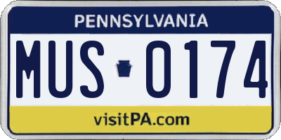 PA license plate MUS0174