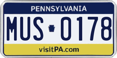 PA license plate MUS0178