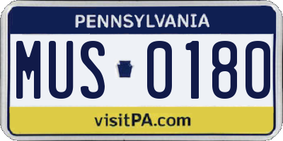 PA license plate MUS0180
