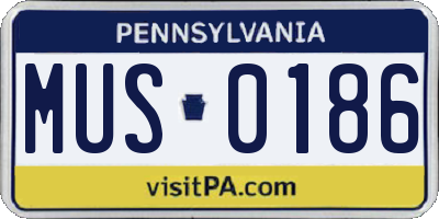 PA license plate MUS0186