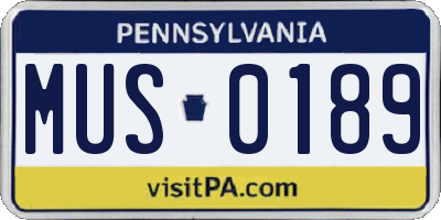 PA license plate MUS0189