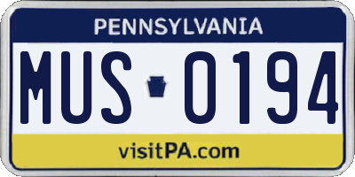 PA license plate MUS0194