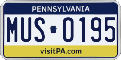 PA license plate MUS0195