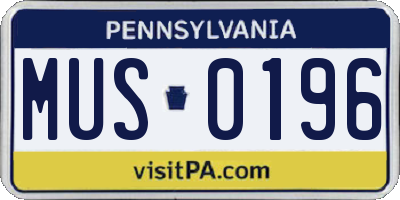 PA license plate MUS0196