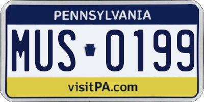 PA license plate MUS0199