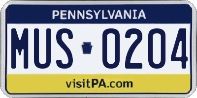 PA license plate MUS0204
