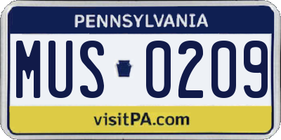 PA license plate MUS0209