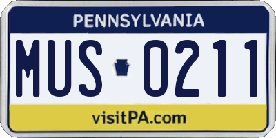 PA license plate MUS0211