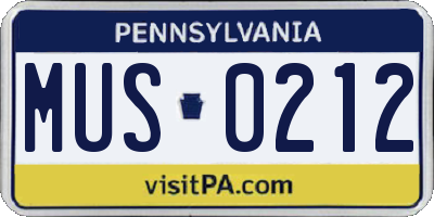 PA license plate MUS0212