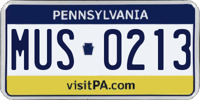 PA license plate MUS0213