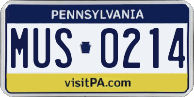 PA license plate MUS0214